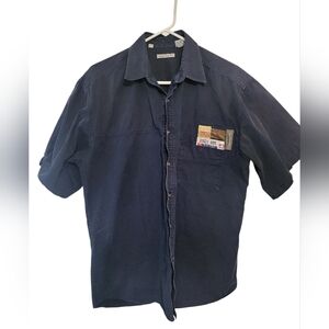 31 Bugle Boy Guys Blue Button Up Trucker Shirt, L